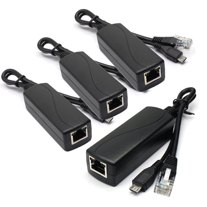 ANVISION 4-Pack Active 5V 2.4A PoE Splitter Adapter IEEE 802.3af Compliant Micro USB 48V to 5V/2.4A, for Tablets, Dropcam or Raspberry Pi, IPC, IP Camera and More - Image 1